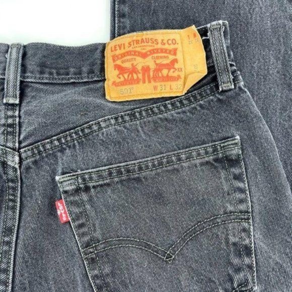 Levi's 501 Retro Straight Leg High Rise Black Jean - Picture 6 of 7